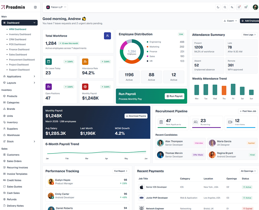 ERP Dashboard Preview